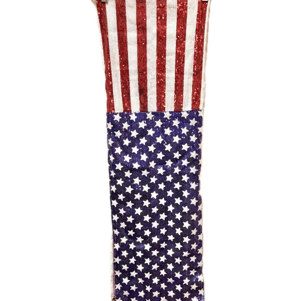NWT 3 Pc Patriotic Sequin Table Runner Set 4th of July USA Flag 72